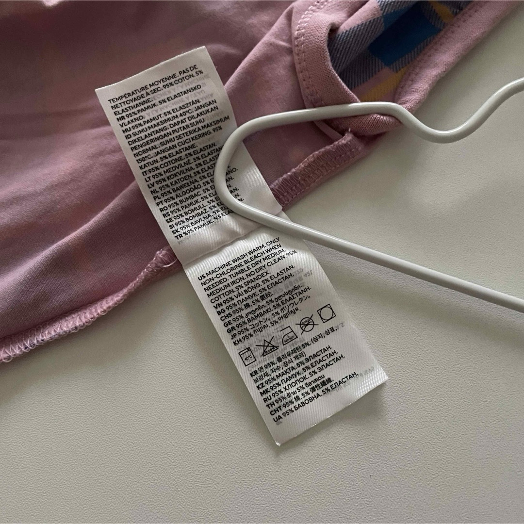 H&M(エイチアンドエム)のH＆M エイチアンドエム ピンク チェック柄 ボディスーツ ロンパース 74 キッズ/ベビー/マタニティのベビー服(~85cm)(ロンパース)の商品写真