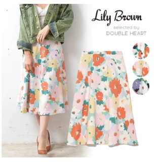 リリーブラウン(Lily Brown)のリリーブラウン ロングスカート 大きめ花柄 1 W66 未使用に近い DMW(ロングスカート)