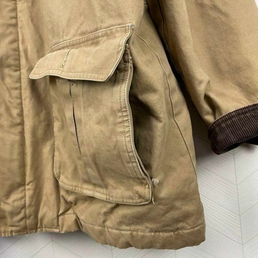 USA古着 コットン レザー コーデュロイ 切替 ハンティングジャケット 中綿 メンズのジャケット/アウター(ブルゾン)の商品写真