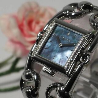 グッチ(Gucci)のグッチ シニョーリア シェル文字盤 ダイヤベゼル レディース 腕時計 C373(腕時計)