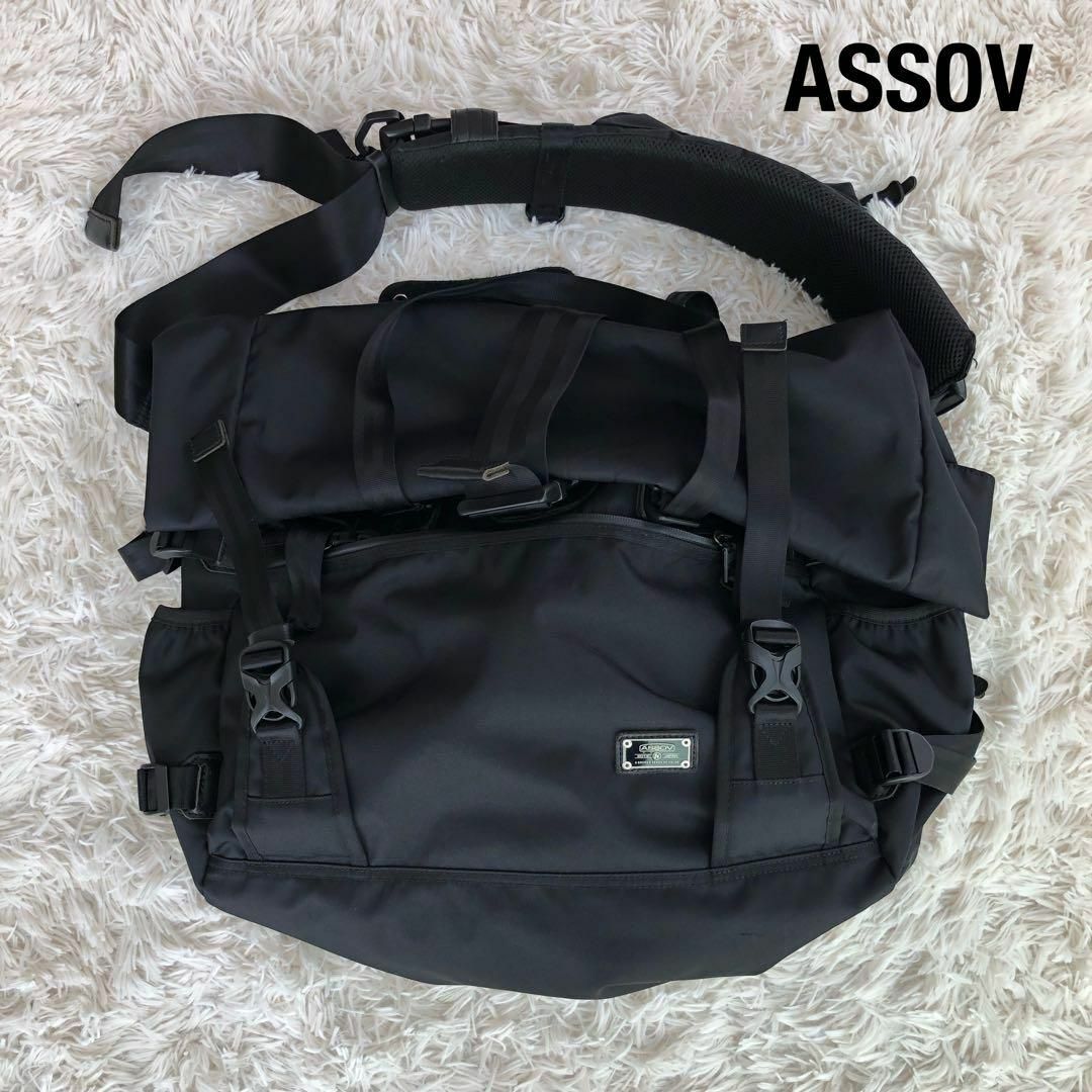 AS2OV(アッソブ)のASSOVアッソブ2WAYメッセンジャーバッグトートバッグ黒ブラックAS2OV メンズのバッグ(メッセンジャーバッグ)の商品写真