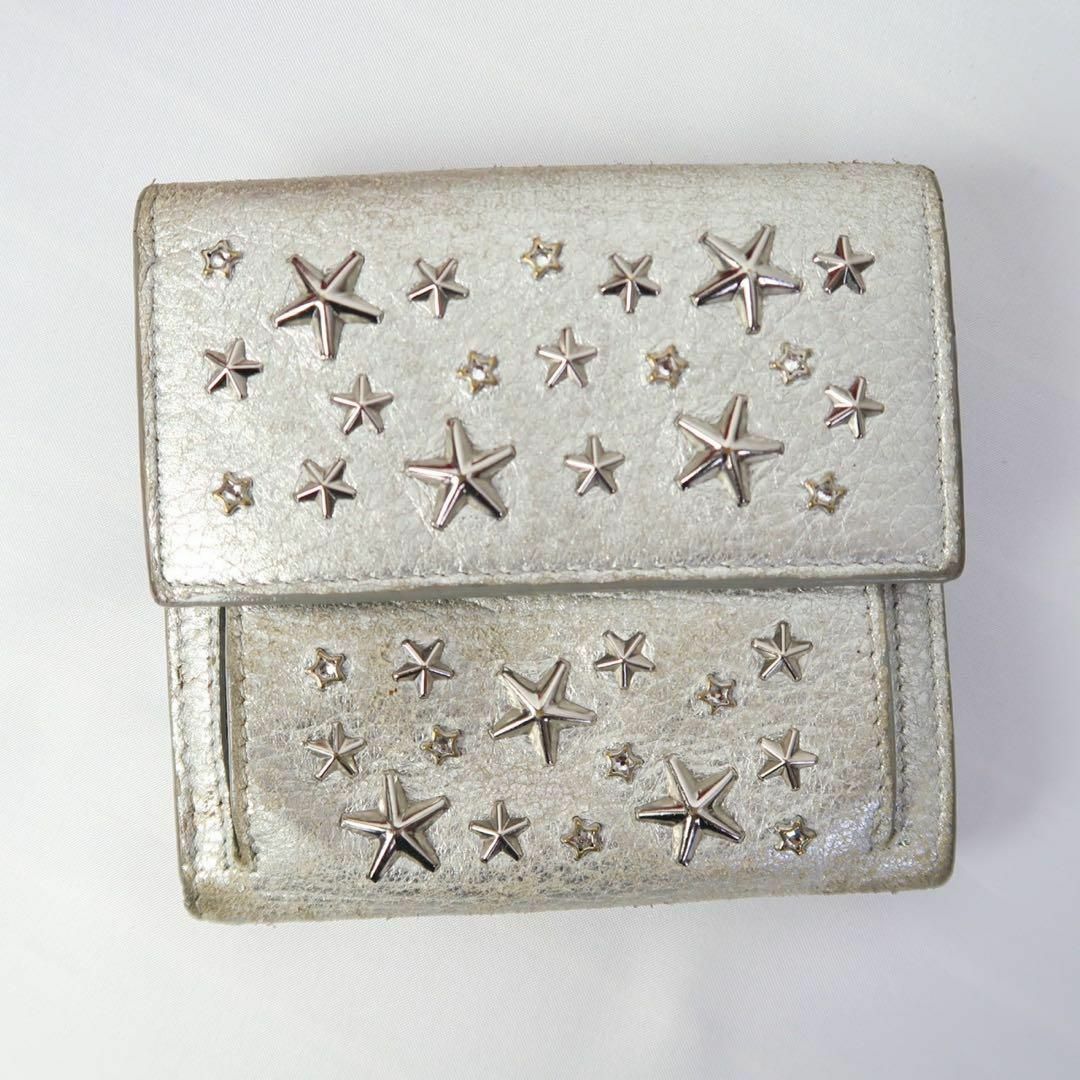 JIMMY CHOO(ジミーチュウ)のs788 ジミーチュウ スタッズ 折り財布 シルバー レディースのファッション小物(財布)の商品写真