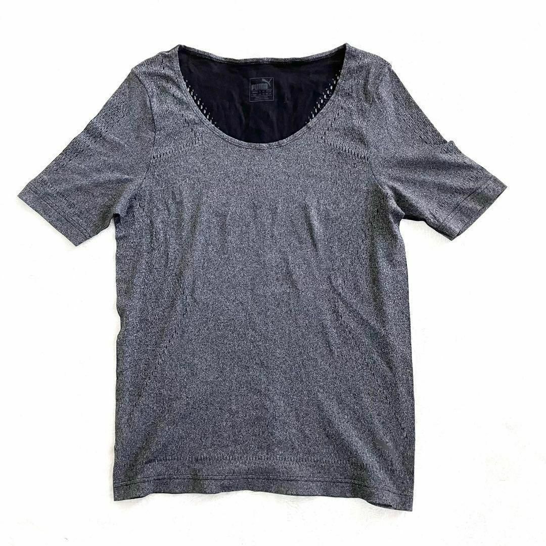 PUMA(プーマ)のA130 PUMA プーマ Tシャツ 無地 灰色 M メッシュ レディースのトップス(カットソー(半袖/袖なし))の商品写真