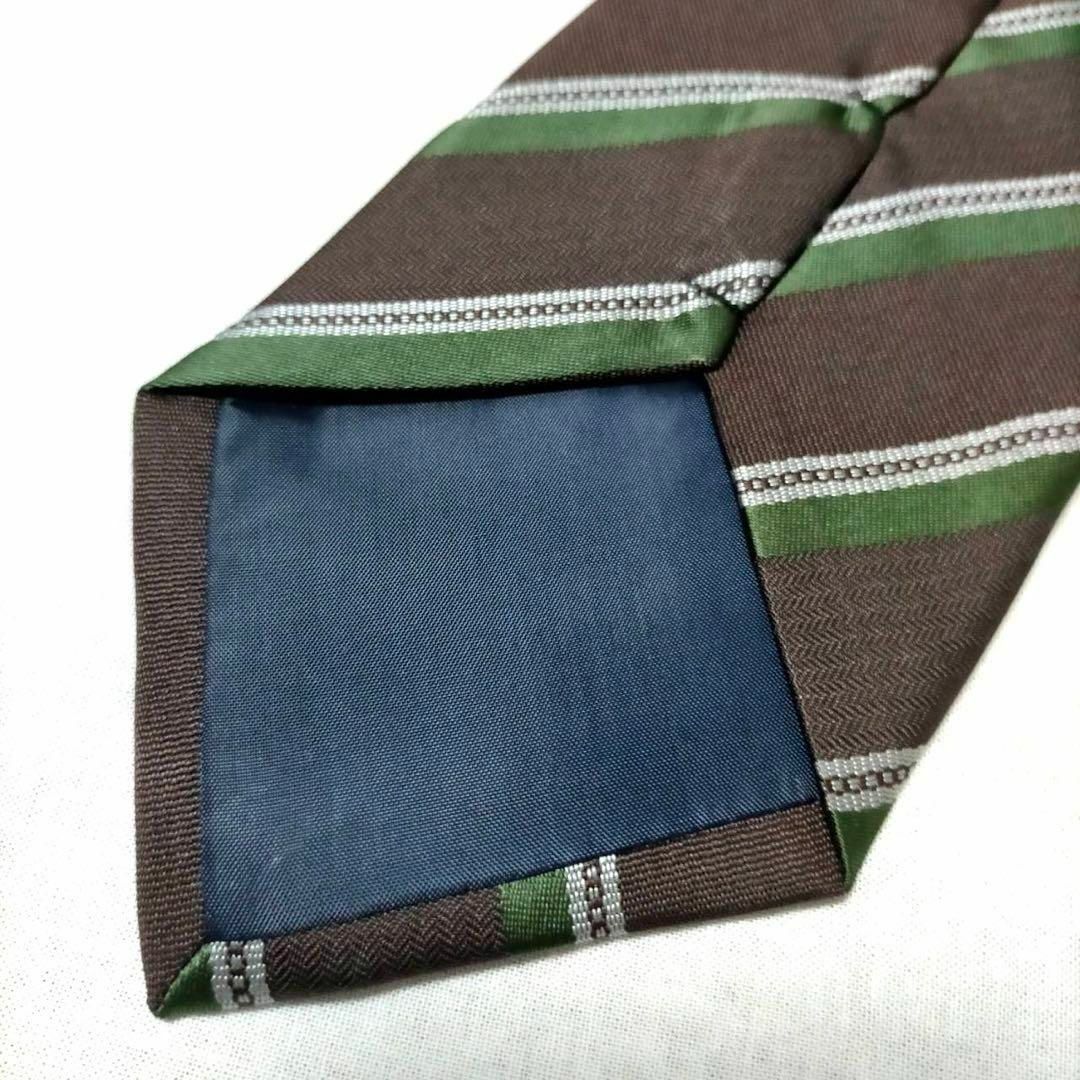 【新品】ADC テフロン加工 レギュラー ネクタイ ストライプ 茶×緑 ビジネス メンズのファッション小物(ネクタイ)の商品写真