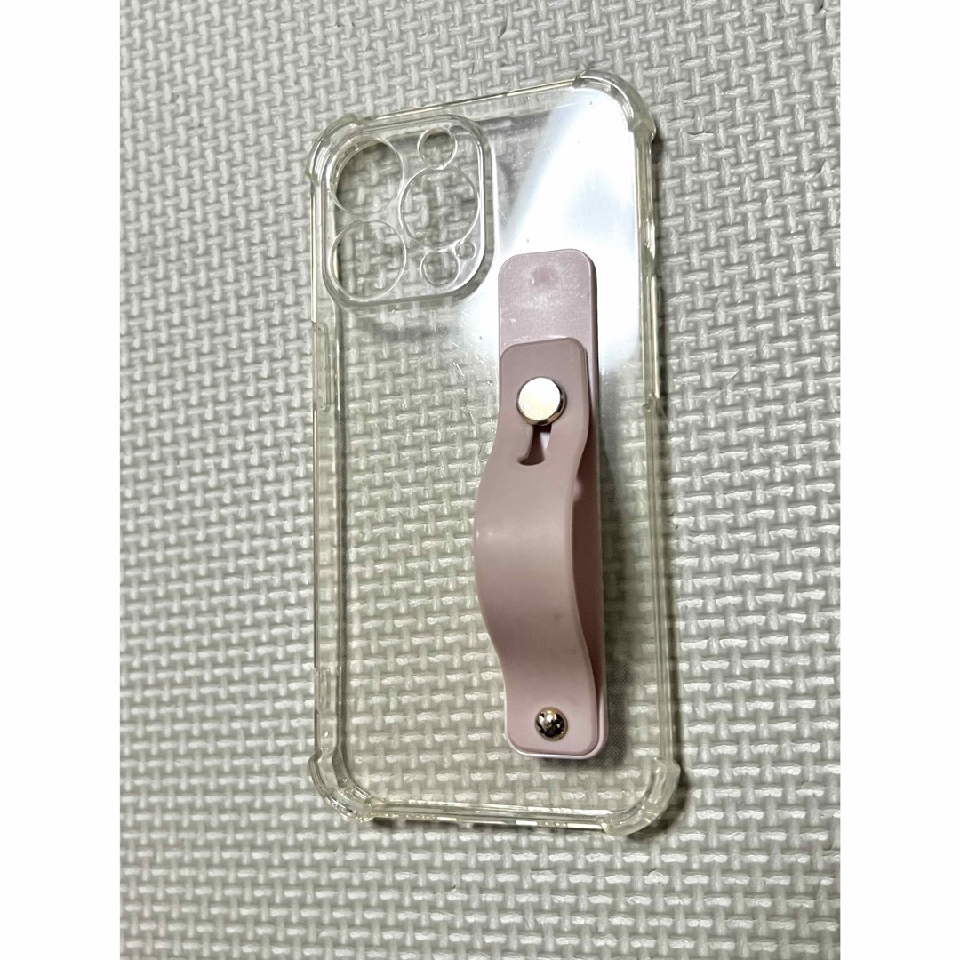 iPhone13pro スマホカバー　透明　くすみピンク　ハンドバンド付き スマホ/家電/カメラのスマホアクセサリー(iPhoneケース)の商品写真