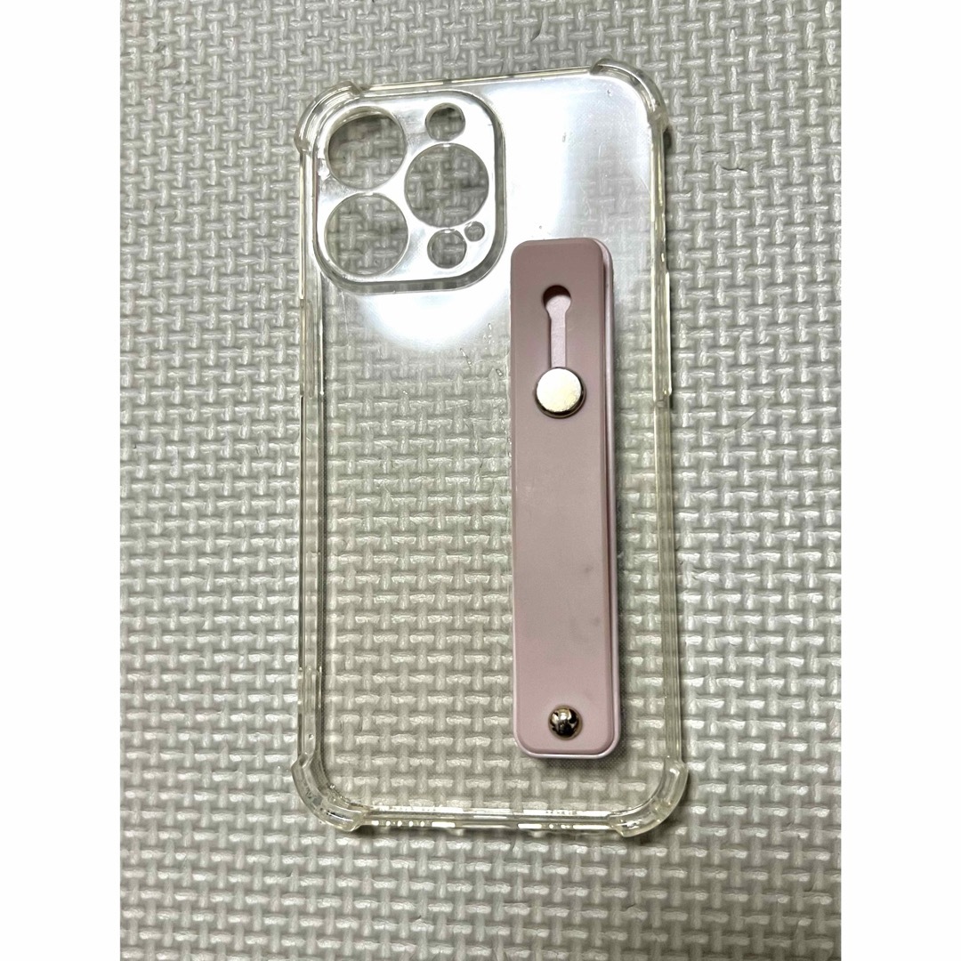 iPhone13pro スマホカバー　透明　くすみピンク　ハンドバンド付き スマホ/家電/カメラのスマホアクセサリー(iPhoneケース)の商品写真