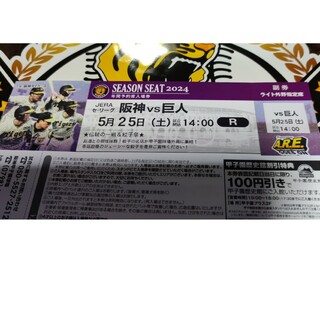 阪神タイガース - 5/25（土）阪神vs巨人 14:00 ライト１枚のみ