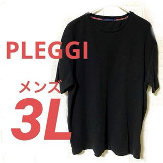 【PLEGGI】   Tシャツ　3L    メンズ　黒　大きなサイズ(Tシャツ/カットソー(半袖/袖なし))