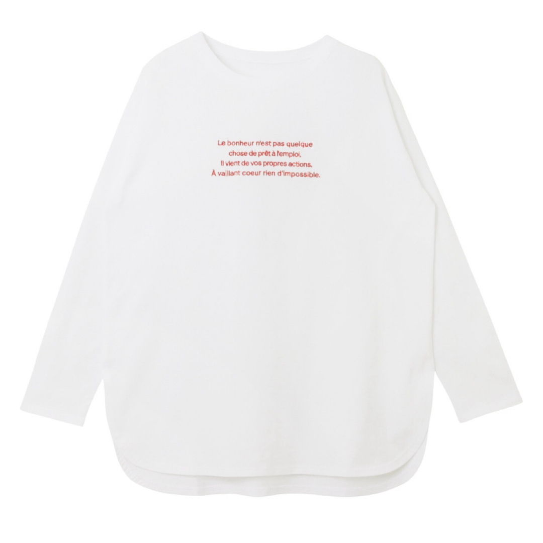 無地/ボーダーロゴ刺繍コットン長袖Tシャツ レディースのトップス(Tシャツ(長袖/七分))の商品写真