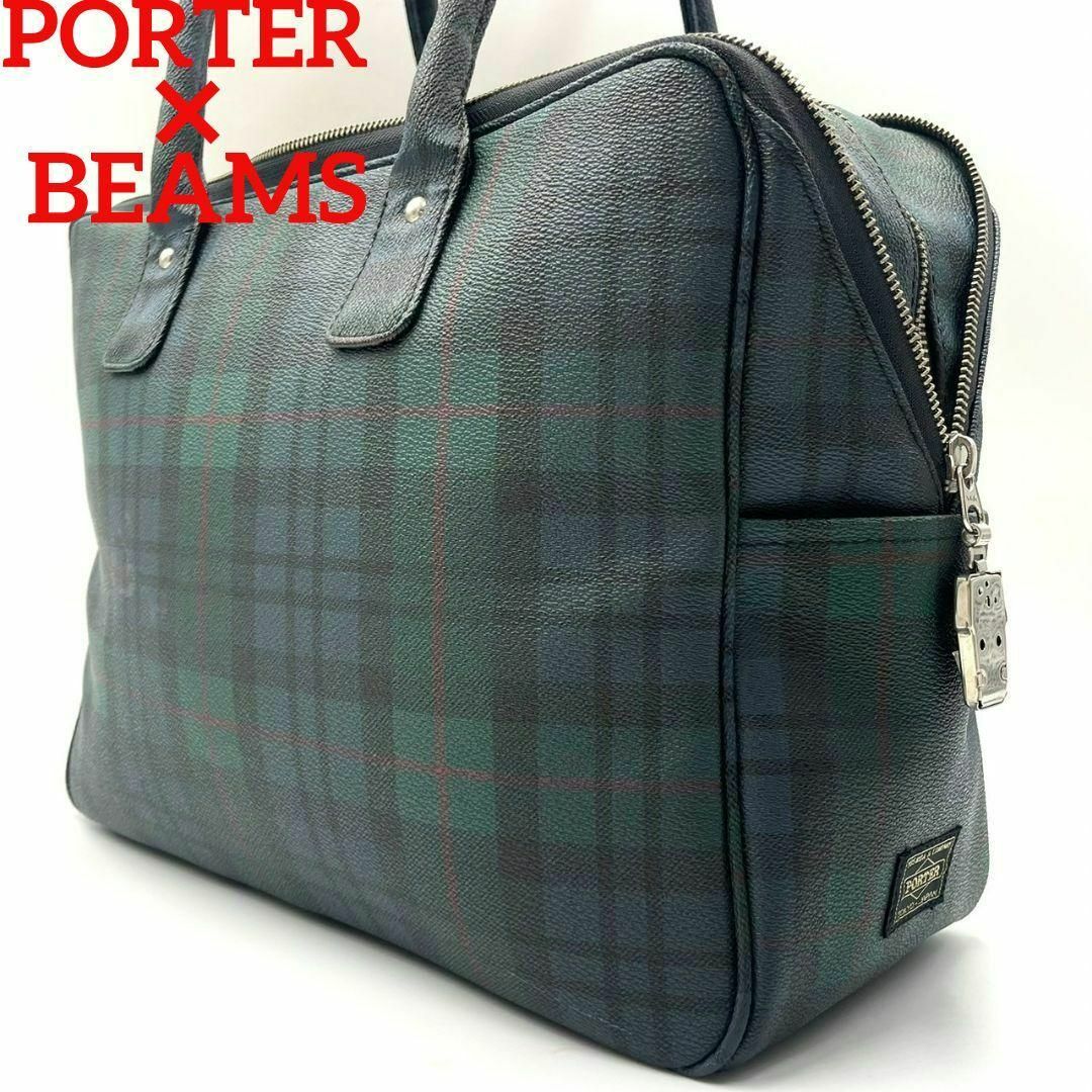 PORTER(ポーター)の美品 コラボ★PORTER × BEAMS ミニボストン B印 チェック PVC レディースのバッグ(ボストンバッグ)の商品写真