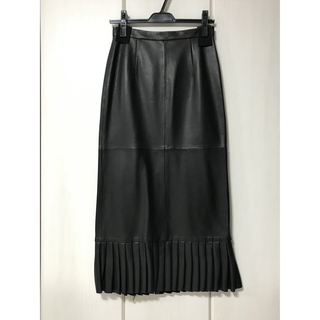 ドゥロワー(Drawer)の【新品】THIRD MAGAZINE 裾プリーツレザースカート S(ロングスカート)