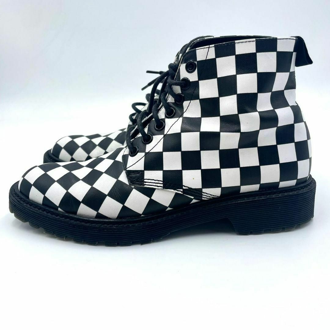Saint Laurent(サンローラン)の☆美品☆サンローランパリ フラッグチェック ブーツ 24cm相当 レザー 黒白 レディースの靴/シューズ(ブーツ)の商品写真