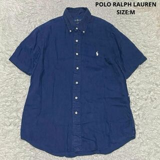 ポロラルフローレン(POLO RALPH LAUREN)の現行タグ ポロラルフローレン インド製 リネン100％ 半袖BDシャツ ネイビー(シャツ)