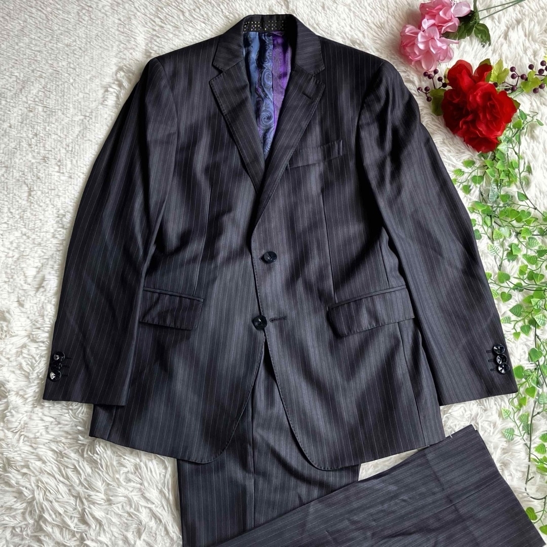 ETRO(エトロ)のETRO エトロ★セットアップ スーツ シングル 2B シルク 総柄 ストライプ メンズのスーツ(セットアップ)の商品写真