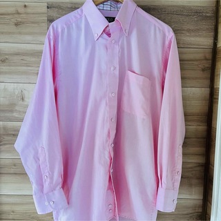 POLO ピンクシャツ　長袖ワイシャツ　形態安定シャツ　美品(シャツ)