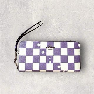 コーチ(COACH)の【新品・未使用】　coach  折財布　長財布　パープル　ホワイト(財布)