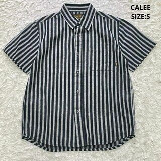 キャリー(CALEE)のCALEE ラメ ストライプ シャツ 半袖 日本製 サイズS ブラック×グレー(シャツ)