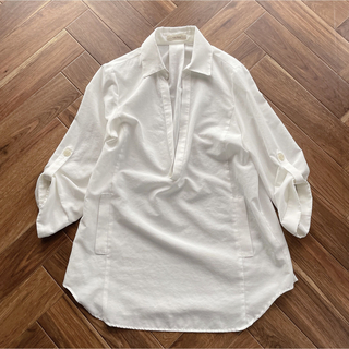Perle Peche - スキッパーシャツ 白 レディース ブラウス ペルルペッシュ スキッパーシャツ