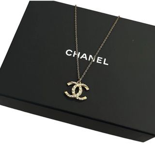 シャネル(CHANEL)の美品 レア CHANEL シャネル ラインストーン ココマーク ネックレス(ネックレス)