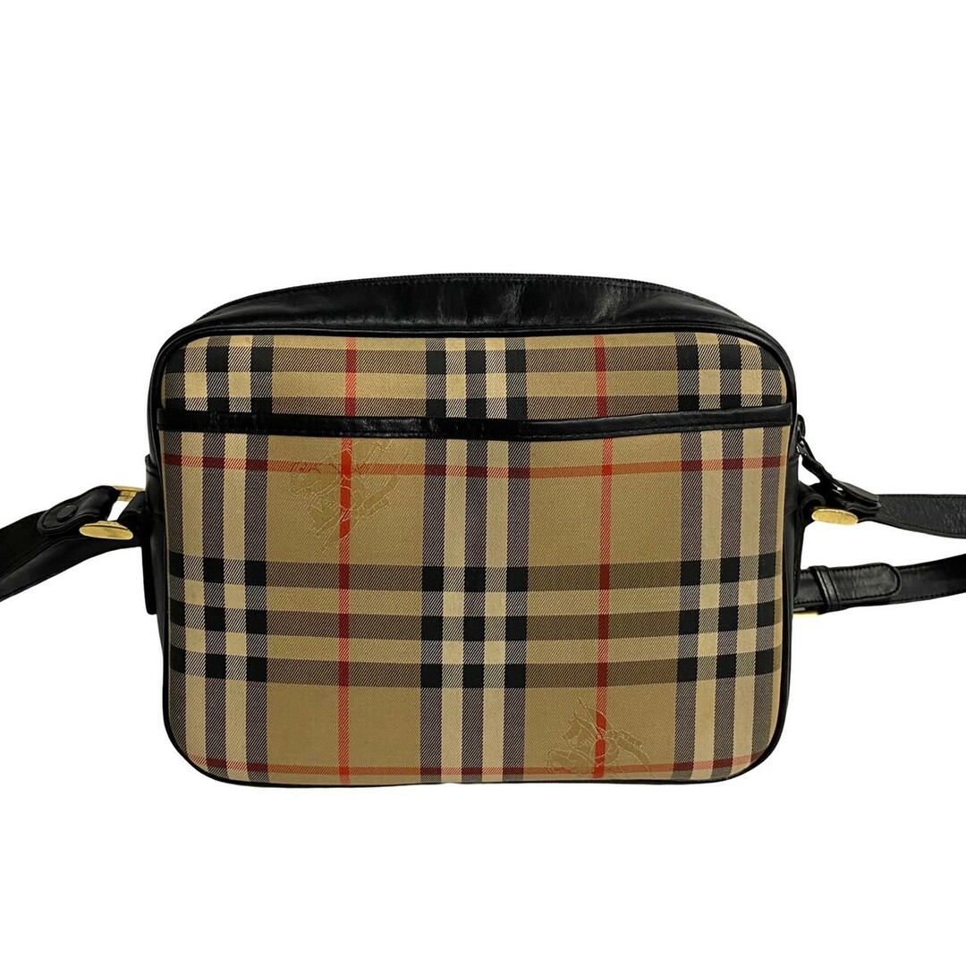 BURBERRY(バーバリー)の極 美品 BURBERRY バーバリーズ ヴィンテージ ノバチェック シャドーホース ロゴ レザー キャンバス ショルダーバッグ 28224 レディースのバッグ(ショルダーバッグ)の商品写真