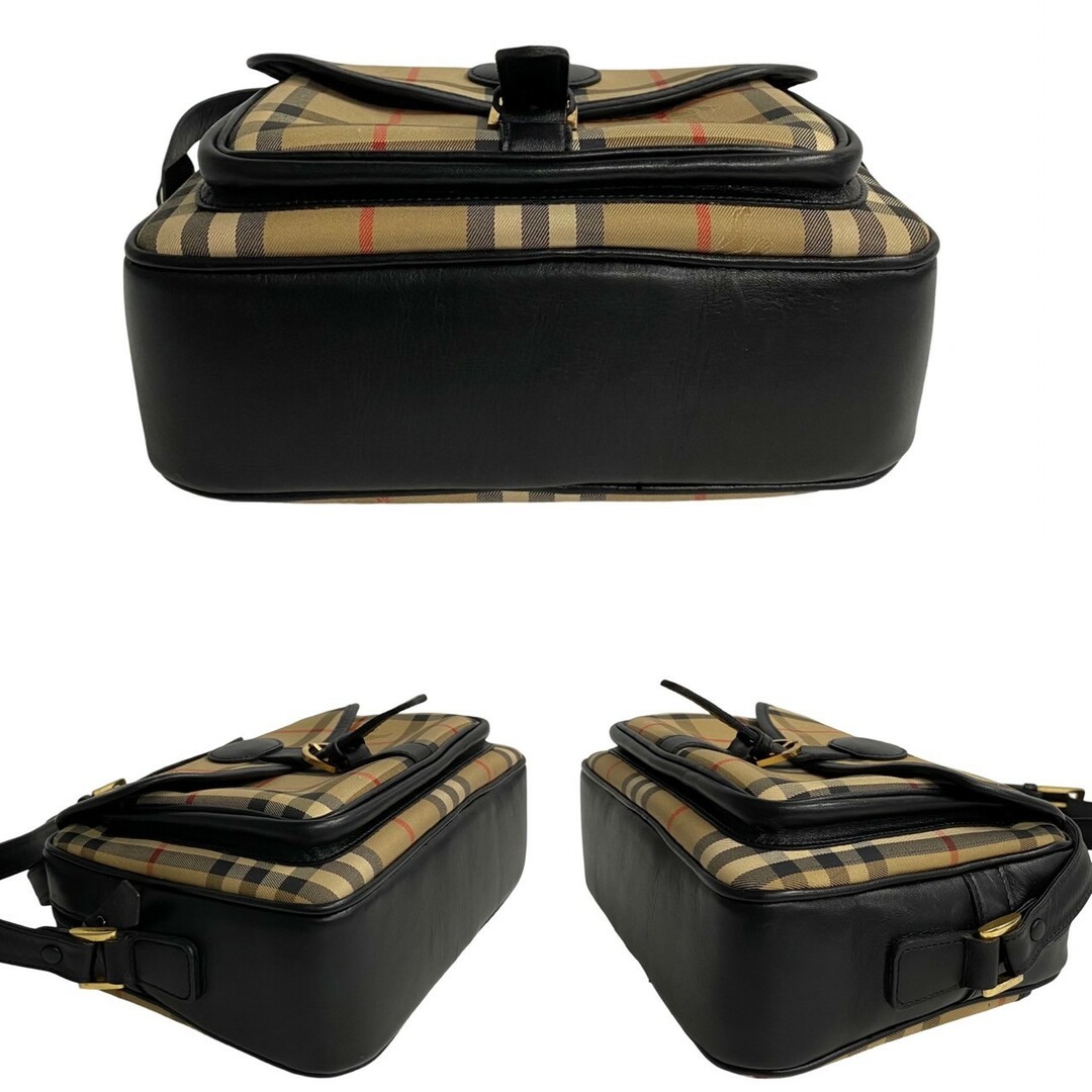 BURBERRY(バーバリー)の極 美品 BURBERRY バーバリーズ ヴィンテージ ノバチェック シャドーホース ロゴ レザー キャンバス ショルダーバッグ 28224 レディースのバッグ(ショルダーバッグ)の商品写真