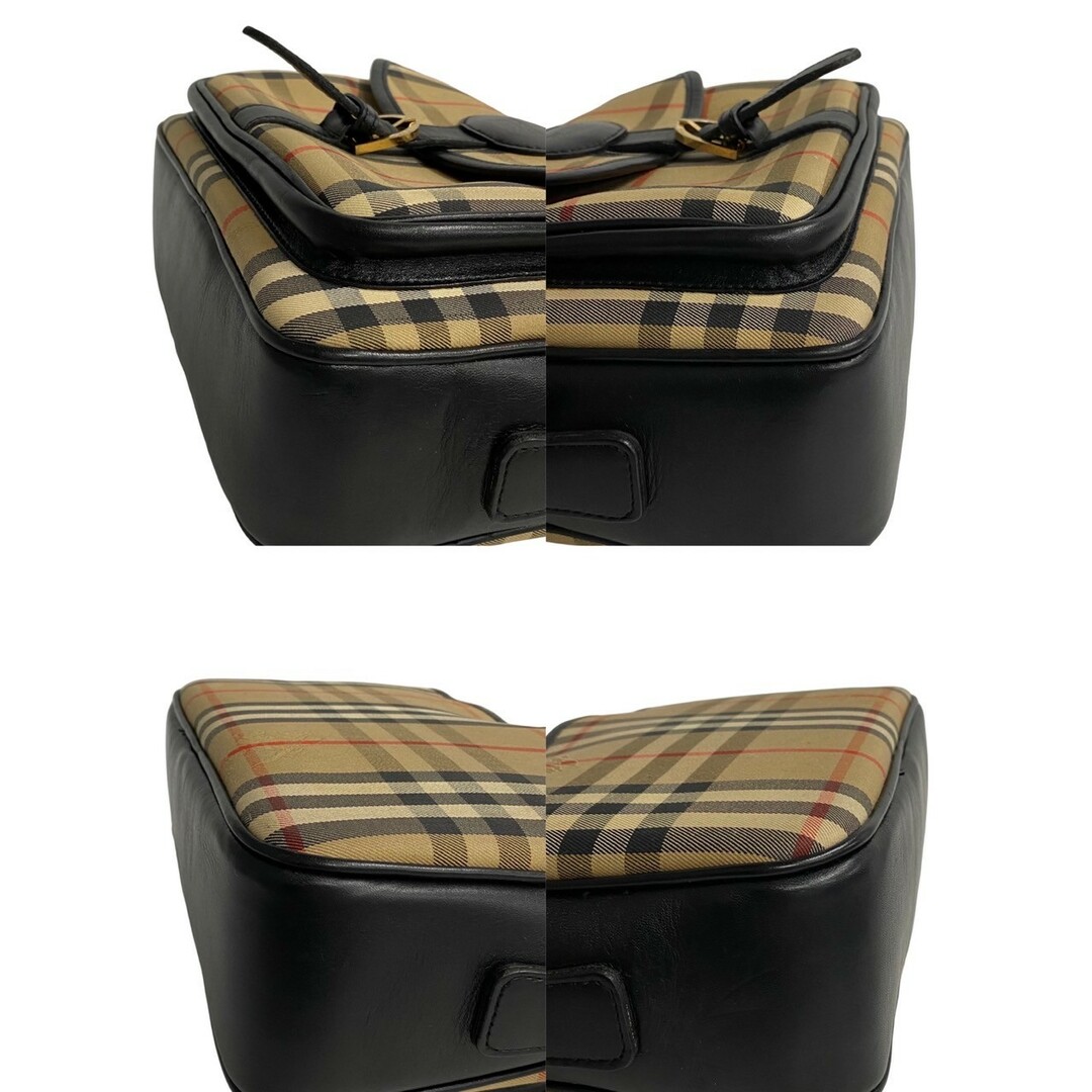 BURBERRY(バーバリー)の極 美品 BURBERRY バーバリーズ ヴィンテージ ノバチェック シャドーホース ロゴ レザー キャンバス ショルダーバッグ 28224 レディースのバッグ(ショルダーバッグ)の商品写真