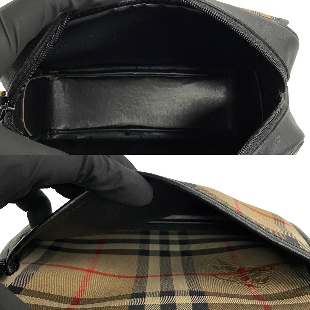 BURBERRY(バーバリー)の極 美品 BURBERRY バーバリーズ ヴィンテージ ノバチェック シャドーホース ロゴ レザー キャンバス ショルダーバッグ 28224 レディースのバッグ(ショルダーバッグ)の商品写真