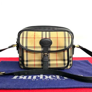 バーバリー(BURBERRY)の極 美品 BURBERRY バーバリーズ ヴィンテージ ノバチェック シャドーホース ロゴ レザー キャンバス ショルダーバッグ 28224(ショルダーバッグ)