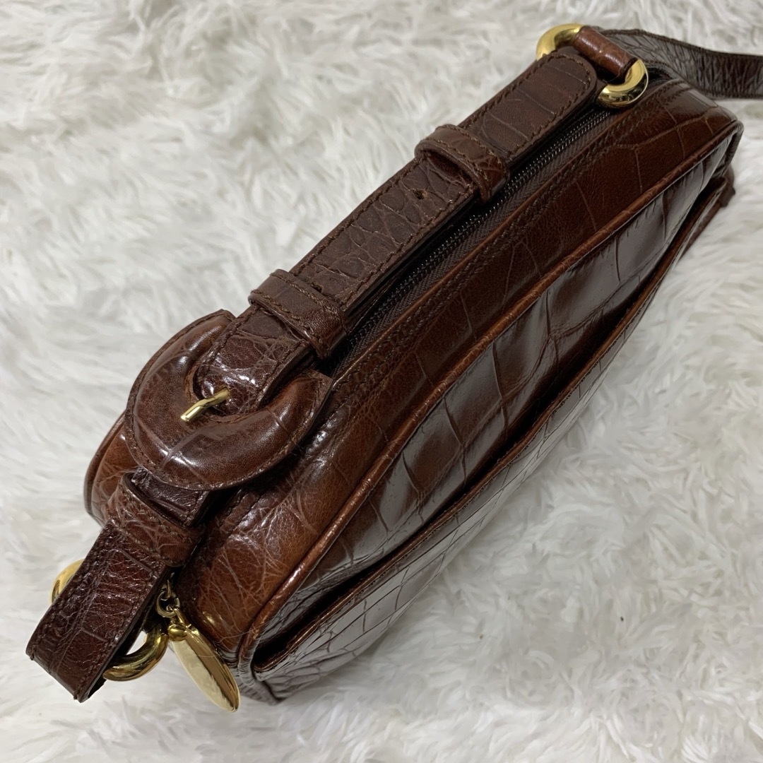 GHERARDINI(ゲラルディーニ)のレア 貴重 ゲラルディーニ クロコ 型押し レザー ショルダーバッグ レディースのバッグ(ショルダーバッグ)の商品写真