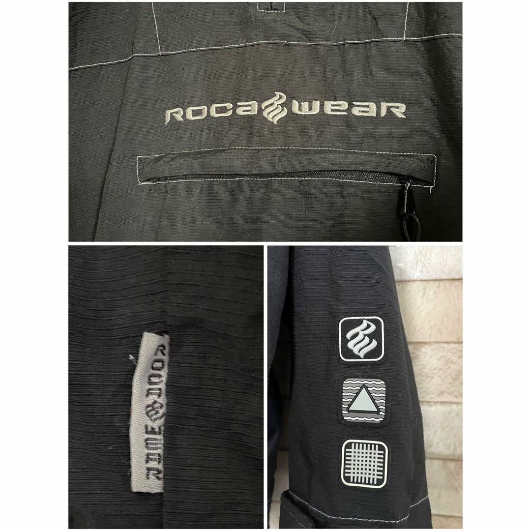 Rocawear(ロカウェア)のロカウェア ナイロジャケット アノラックパーカー 両面刺繍 メッシュ 黒 XL メンズのジャケット/アウター(ナイロンジャケット)の商品写真
