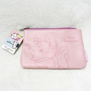 ディズニー(Disney)の新品♡韓国 おしゃれキャット マリーちゃん フラットポーチ ペンケース(キャラクターグッズ)