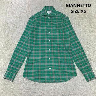 ジャンネット(GIANNETTO)の伊製 GIANNETTO チェック柄ホリゾンタルカラーシャツ XS グリーン(シャツ)