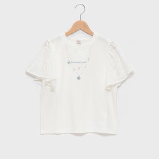 メゾピアノジュニア(mezzo piano junior)のメゾピアノ新品新作タグ付き袖レースネックレスTシャツ160(Tシャツ/カットソー)