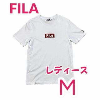 ユニクロ(UNIQLO)のFILA フィラ 半袖Tシャツ レディース M ホワイト(Tシャツ(半袖/袖なし))
