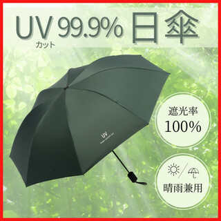 折りたたみ傘 ブラック 日傘 紫外線 UVカット 遮光 大きめ 夏 (傘)