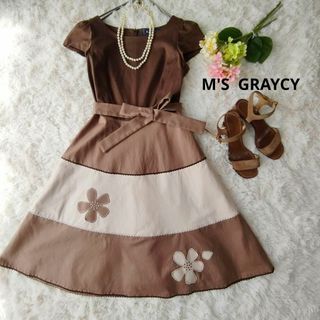 M'S GRACY - エムズグレイシー　M'S  GRAYCY フレア花柄ワンピース　38 綿麻