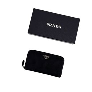 プラダ(PRADA)の早い者勝ち PRADA プラダ ナイロンxレザー ロゴプレート 長財布 ブラック(財布)