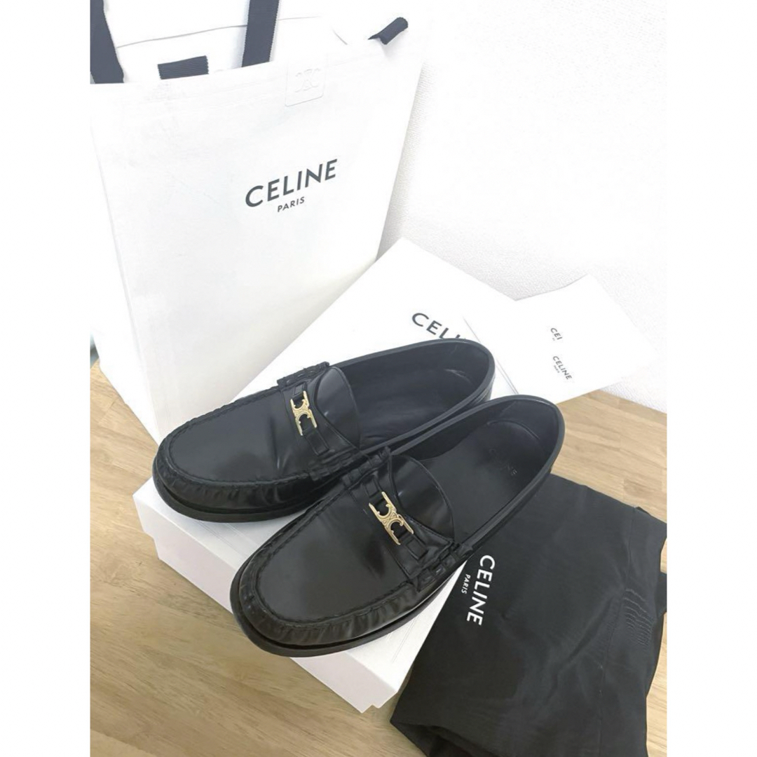 celine(セリーヌ)のceline セリーヌ ルコトリオンフローファー 37 ブラック レディースの靴/シューズ(ローファー/革靴)の商品写真