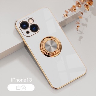 【残り僅か】iPhone14Pro ケース 韓国 リング ホワイト スマホケース(iPhoneケース)