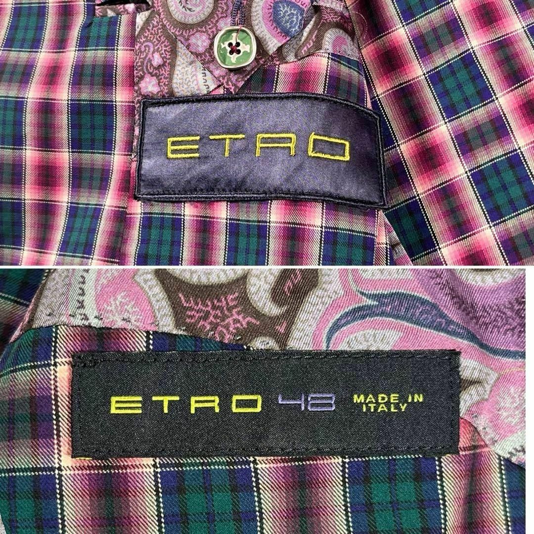 ETRO(エトロ)の【極美品】ETRO エトロ　裏地ペイズリー　2Bチェックテーラードジャケット メンズのジャケット/アウター(テーラードジャケット)の商品写真