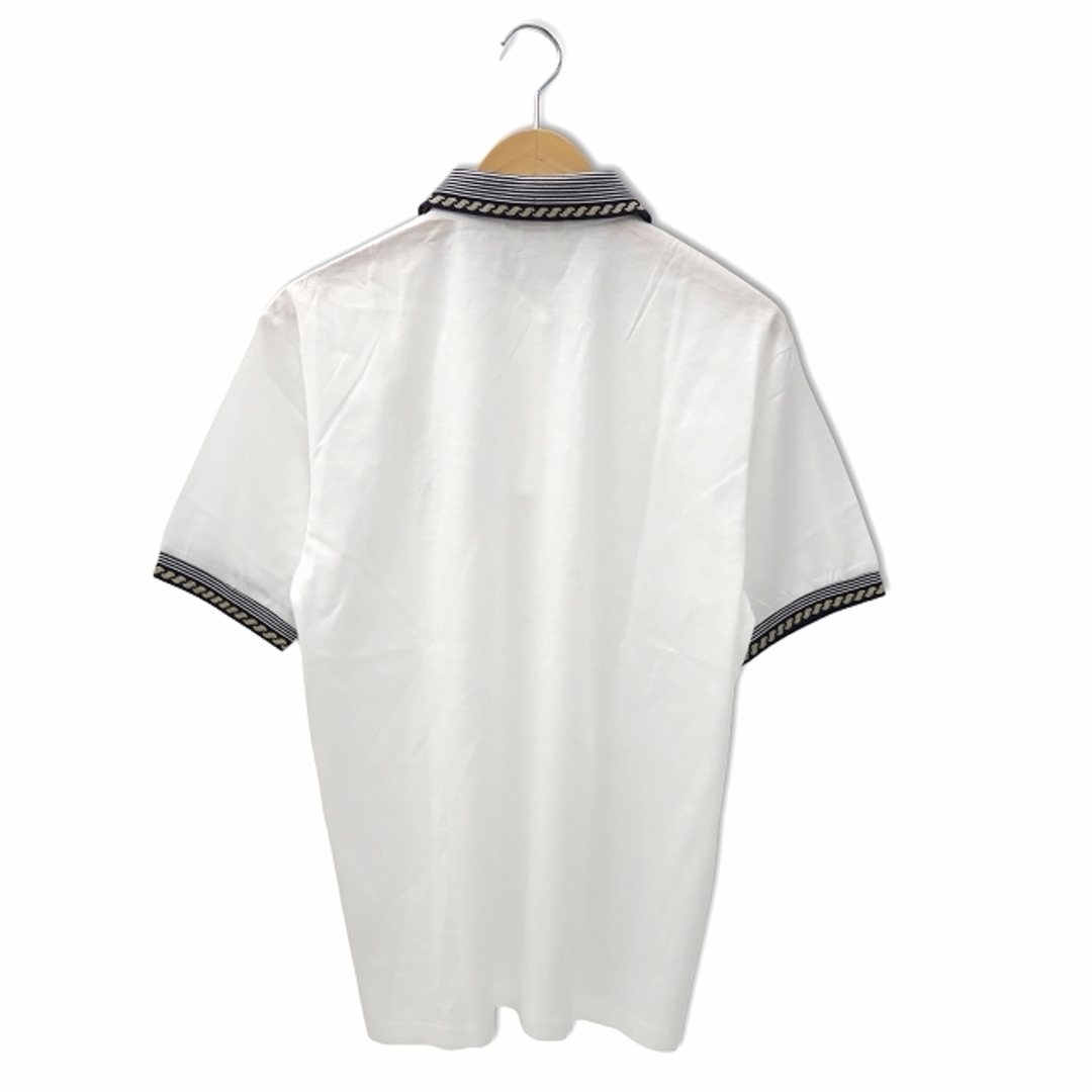 ブラック&ホワイト ロゴワッペン 半袖 コットン ポロシャツ L ホワイト レディースのトップス(ポロシャツ)の商品写真