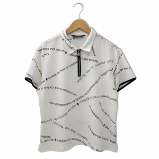 マンシングウェア(Munsingwear)のマンシングウェア ロゴプリント 半袖 ハーフジップ ポロシャツ 3L ホワイト(ポロシャツ)