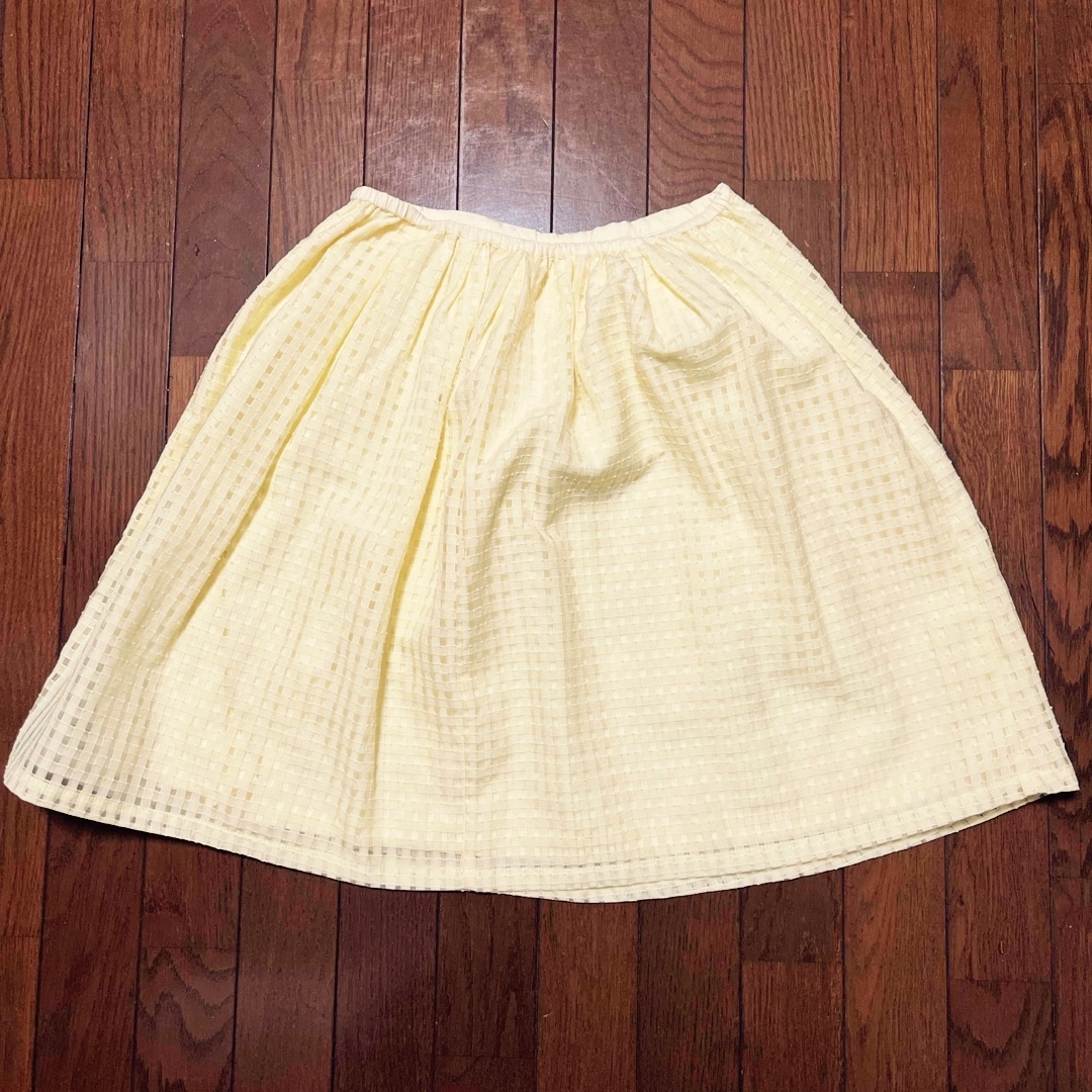 RETRO GIRL(レトロガール)のRETRO GIRL  クリーム色　チェック柄レース地　スカート レディースのスカート(ひざ丈スカート)の商品写真