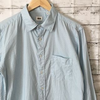 ユニクロ(UNIQLO)の【希少】ユニクロ UNIQLO 長袖シャツ L 水色 ヴィンテージ 総柄(シャツ)