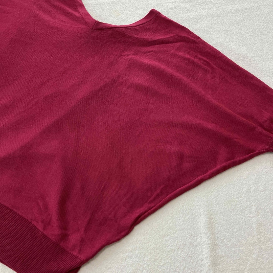 INDEX(インデックス)のインデックス レディース　春ニット　トップス　ドルマン　赤紫　Mサイズ　リボン  レディースのトップス(ニット/セーター)の商品写真