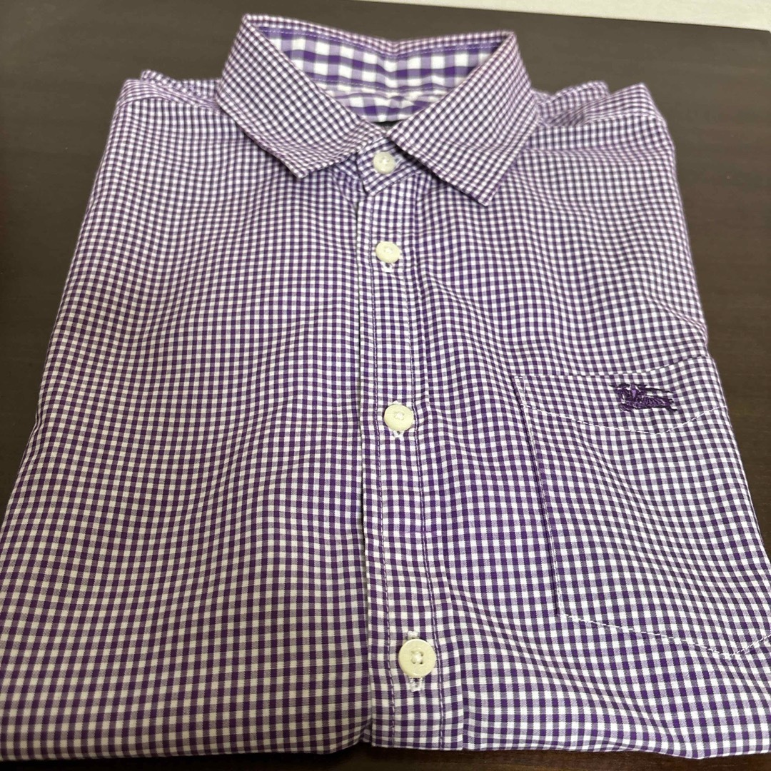 BURBERRY BLACK LABEL(バーバリーブラックレーベル)のBURBERRY 紫色　チェック　半袖シャツ メンズのトップス(Tシャツ/カットソー(半袖/袖なし))の商品写真