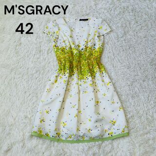 エムズグレイシー(M'S GRACY)のエムズグレイシー MSGRASY 花柄　42 ワンピース(ひざ丈ワンピース)