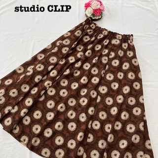 STUDIO CLIP - スタディオクリップ レディース　花柄　ロングスカート　Lサイズ　ブラウン　茶色