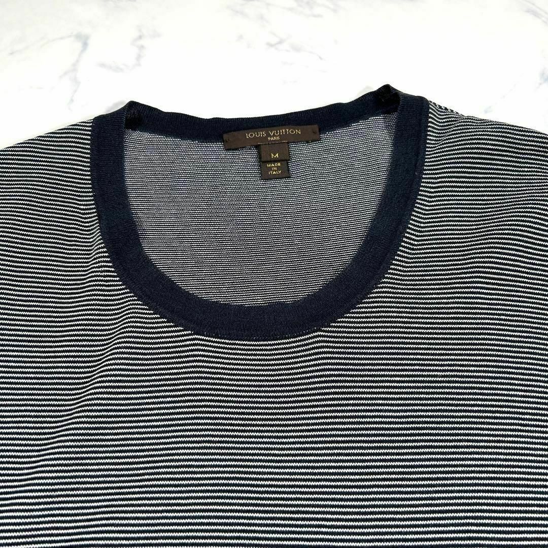 極美品】LOUIS VUITTON ルイヴィトン 刺繍ロゴボーダーTシャツ 極美品】LOUIS VUITTON ルイヴィトン 刺繍ロゴボーダーTシャツ