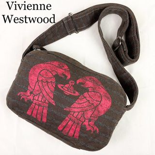 ヴィヴィアンウエストウッド(Vivienne Westwood)のヴィヴィアンウエストウッド　ショルダーバッグ　オーブ　鳥　ストライプ　キャンバス(ショルダーバッグ)